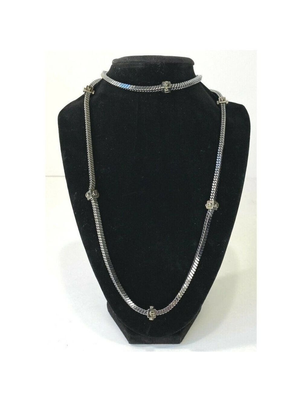 Vince Camuto Stainless Steel Square Link Metal Necklace 30" Screw Detail